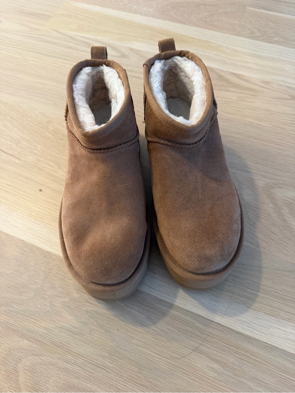 UGG Chestnut Suede Ankle Boots with Shearling Lining